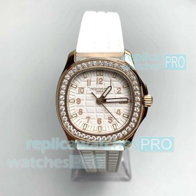 PPF Swiss Clone Patek Philippe Aquanaut 5067A Rose Gold Diamond Quartz Ladies Watch 